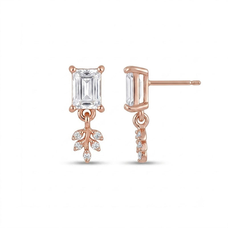 Rose Gold Sparkling American Diamond Earrings - 5543