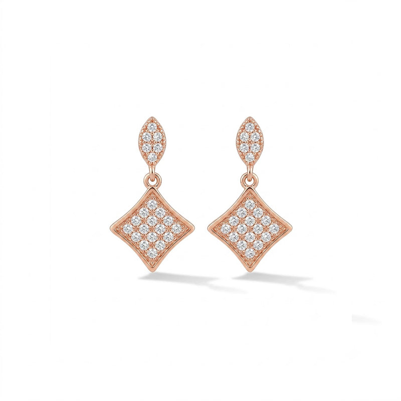 Rose Gold Sparkling American Diamond Earrings - 5555