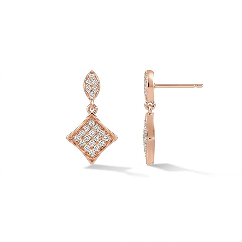 Rose Gold Sparkling American Diamond Earrings - 5555