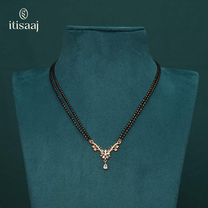 Rose Gold American Diamond Floral Mangalsutra - 5601