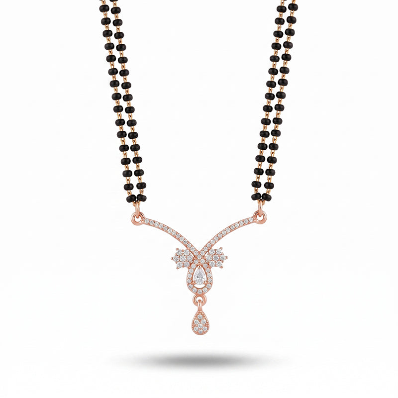 Elegant Cubic Zirconia Rose Gold Short Mangalsutra - 5613
