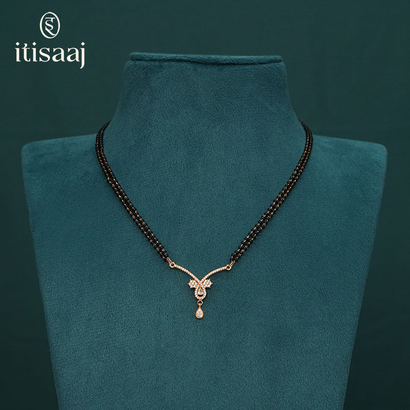 Elegant Cubic Zirconia Rose Gold Short Mangalsutra - 5613