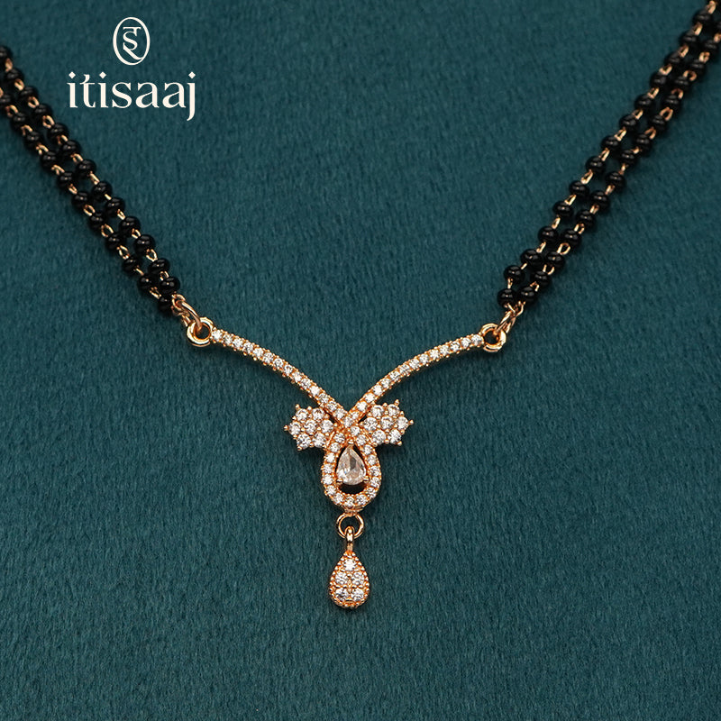 Elegant Cubic Zirconia Rose Gold Short Mangalsutra - 5613