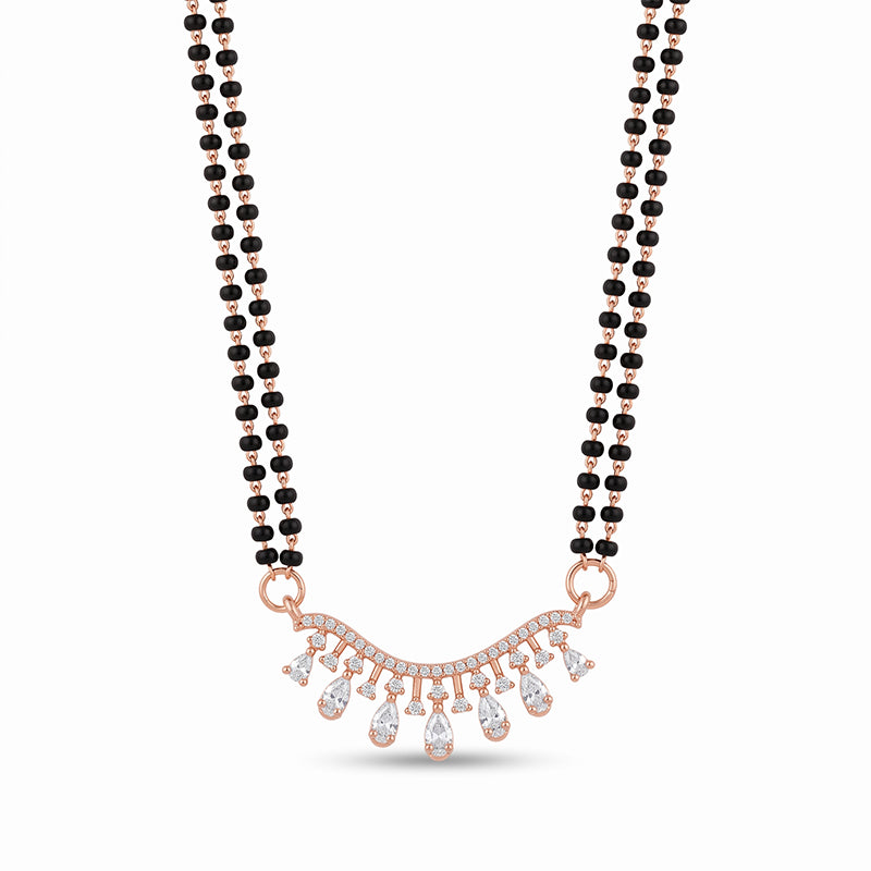 Elegant Cubic Zirconia Rose Gold Short Mangalsutra - 5614
