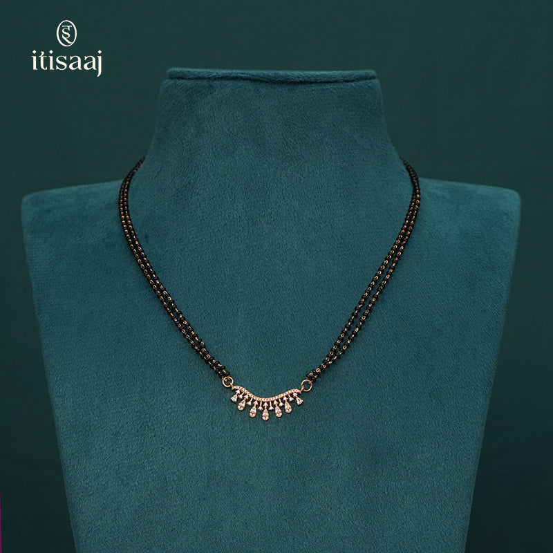 Elegant Cubic Zirconia Rose Gold Short Mangalsutra - 5614
