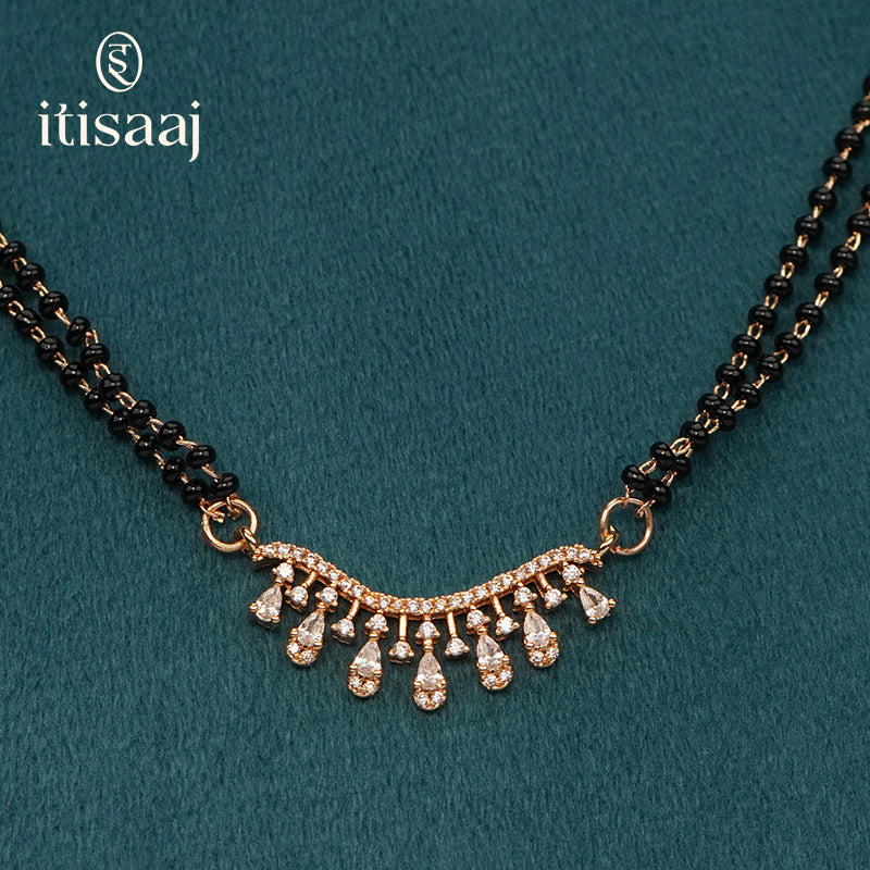 Elegant Cubic Zirconia Rose Gold Short Mangalsutra - 5614