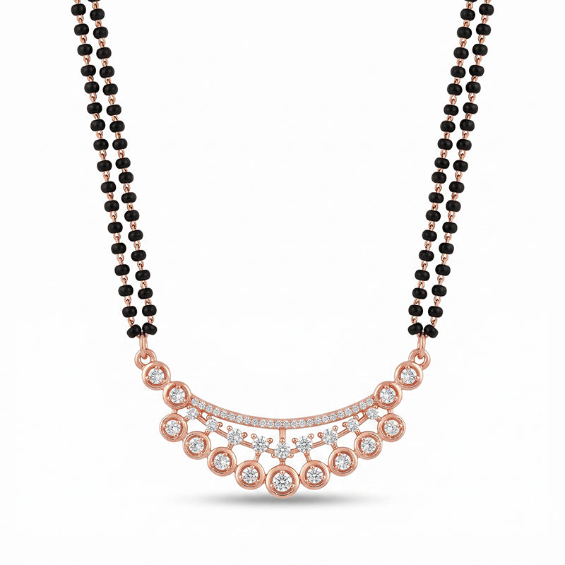 Elegant Cubic Zirconia Rose Gold Short Mangalsutra - 5615