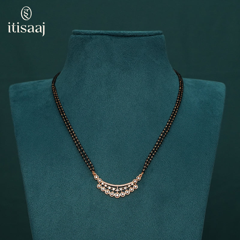 Elegant Cubic Zirconia Rose Gold Short Mangalsutra - 5615