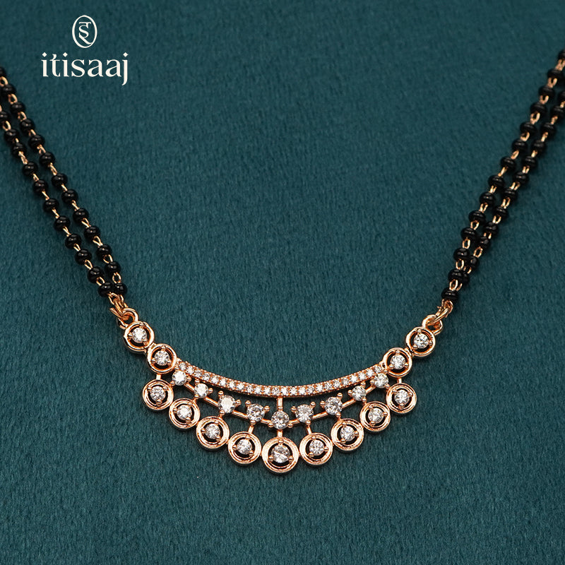 Elegant Cubic Zirconia Rose Gold Short Mangalsutra - 5615