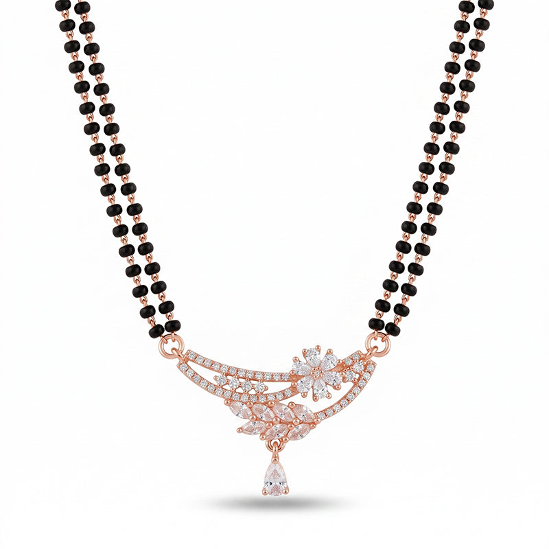 Elegant Cubic Zirconia Rose Gold Short Mangalsutra - 5616