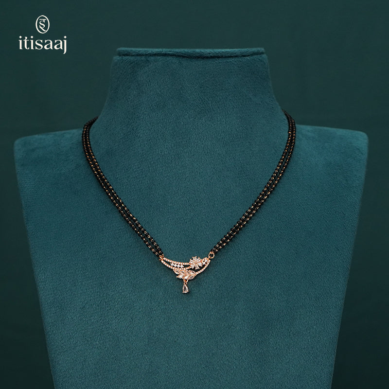 Elegant Cubic Zirconia Rose Gold Short Mangalsutra - 5616