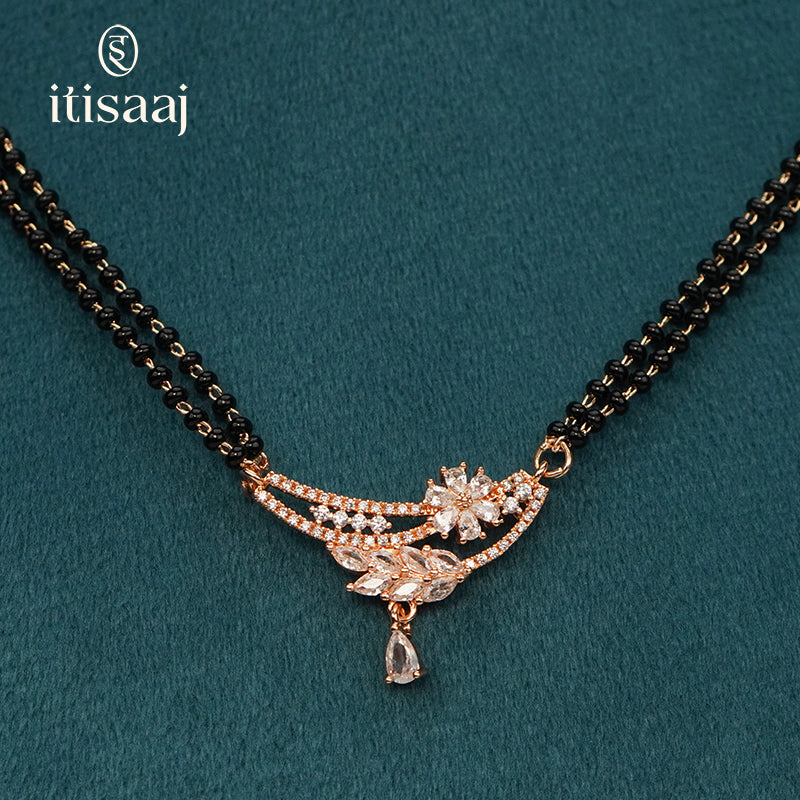 Elegant Cubic Zirconia Rose Gold Short Mangalsutra - 5616