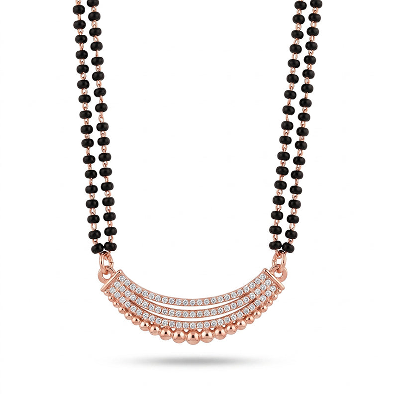 Elegant Cubic Zirconia Rose Gold Short Mangalsutra - 5617