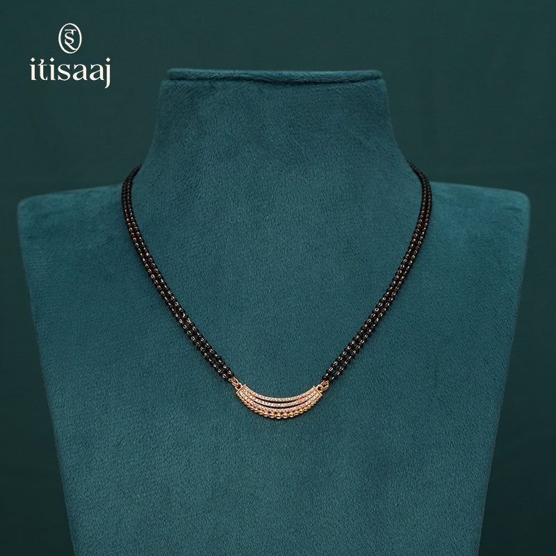 Elegant Cubic Zirconia Rose Gold Short Mangalsutra - 5617