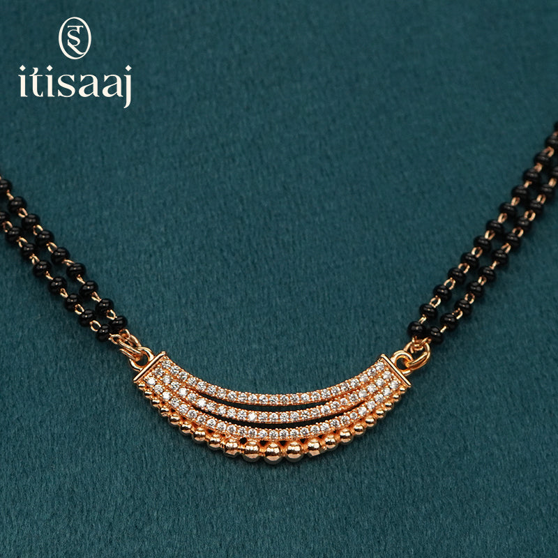 Elegant Cubic Zirconia Rose Gold Short Mangalsutra - 5617