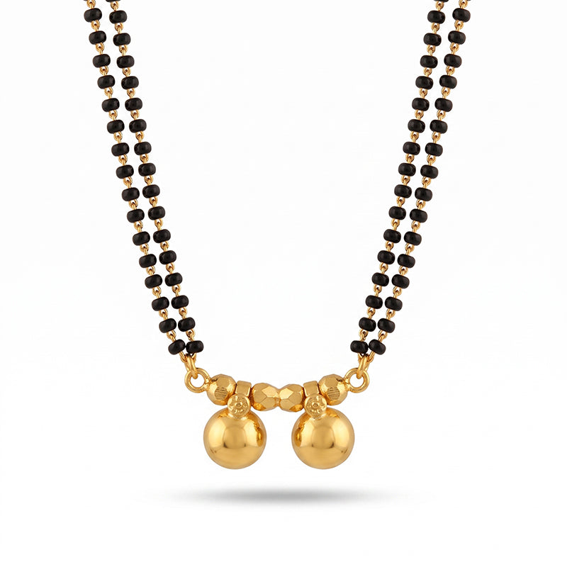 Traditional Micro Gold Plated Double Strand Wati Short Mangalsutra - 5650