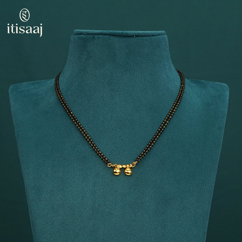 Traditional Micro Gold Plated Double Strand Wati Short Mangalsutra - 5650