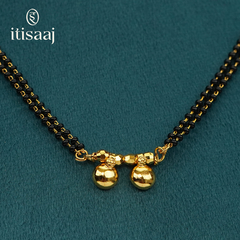 Traditional Micro Gold Plated Double Strand Wati Short Mangalsutra - 5650