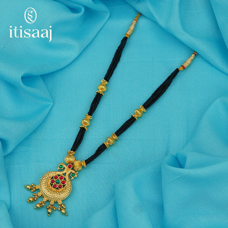 Traditional Maharashtrian Kolhapuri Mangalsutra Copper Cap Peacock