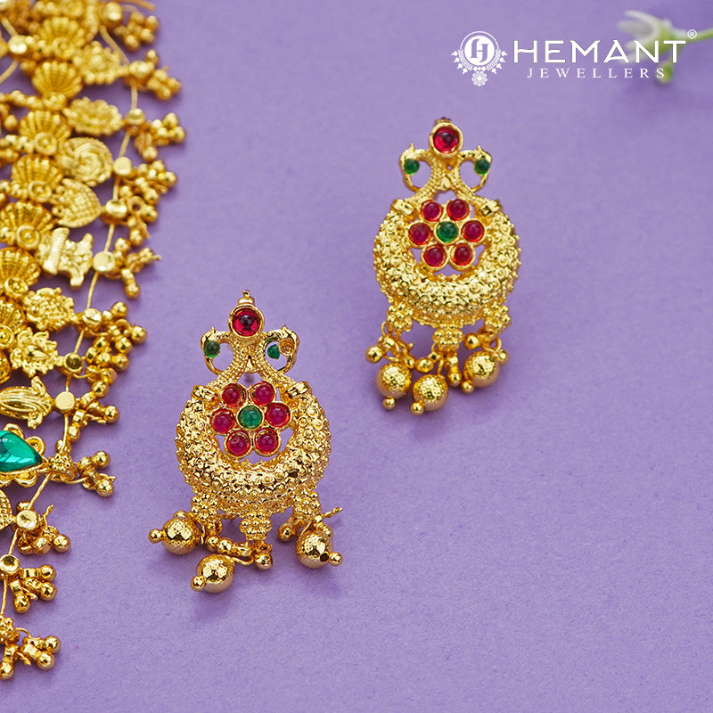 Traditional Maharashtrian Kolhapuri Saaj Jav Peshwai II Peacock (with Earrings)