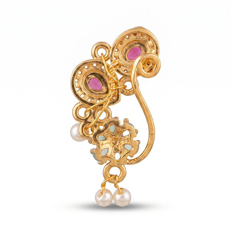 Traditional Micro Gold Plated Maharashtrian Nath Pressing - 5706