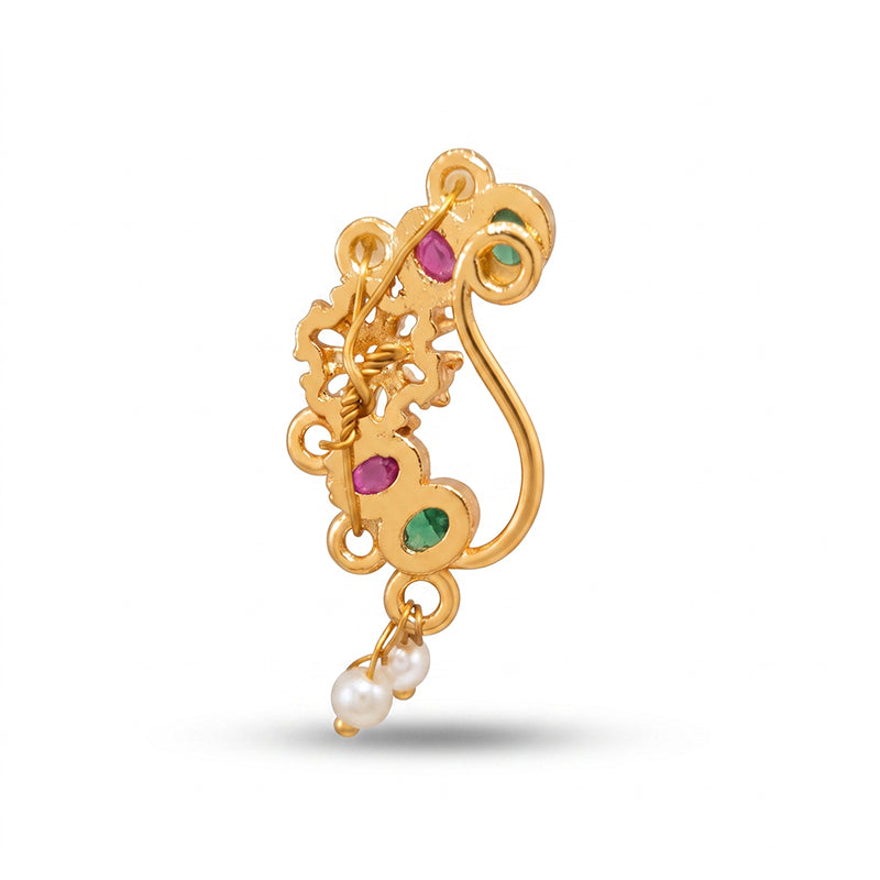 Traditional Micro Gold Plated Maharashtrian Nath Pressing - 5707