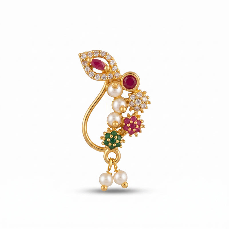 Traditional Micro Gold Plated Maharashtrian Nath Pressing - 5709