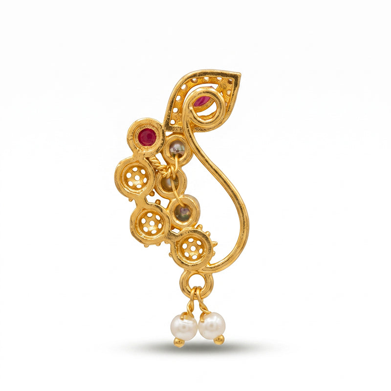 Traditional Micro Gold Plated Maharashtrian Nath Pressing - 5709