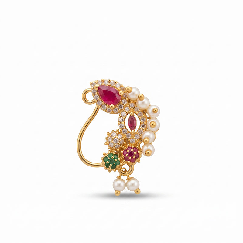 Traditional Micro Gold Plated Maharashtrian Nath Pressing - 5710