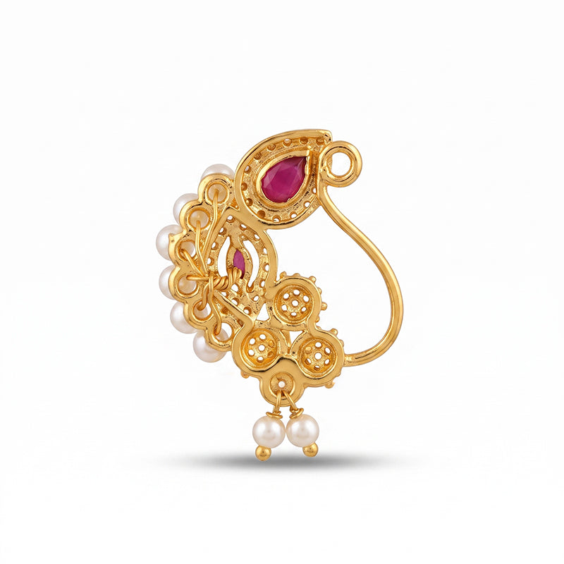 Traditional Micro Gold Plated Maharashtrian Nath Pressing - 5710