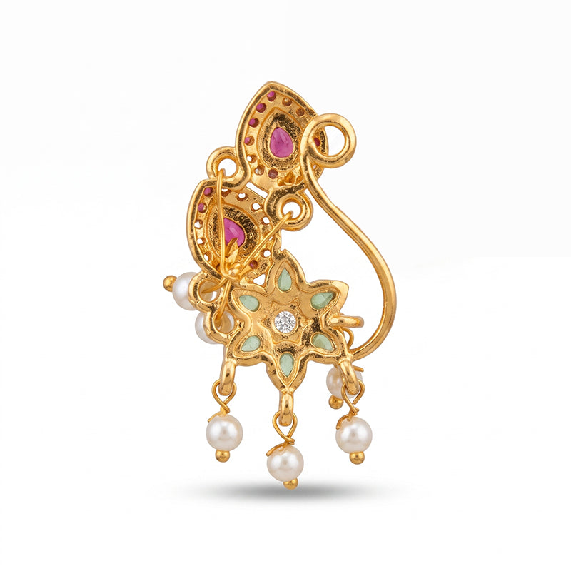 Traditional Micro Gold Plated Maharashtrian Nath Pressing - 5711