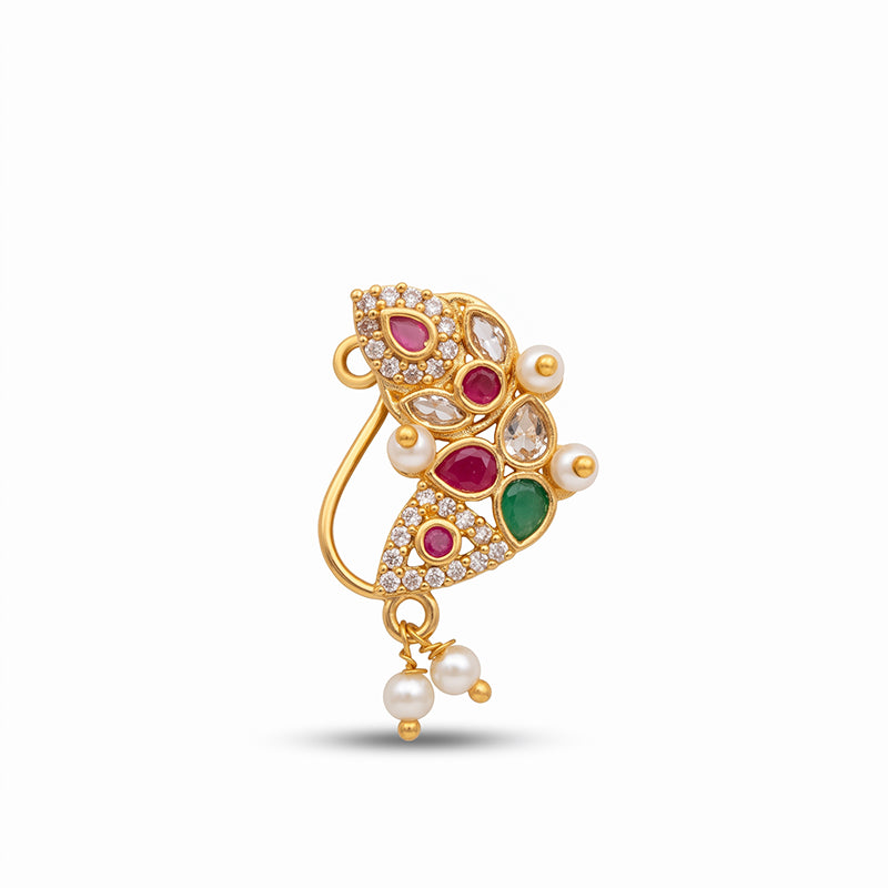 Traditional Micro Gold Plated Maharashtrian Nath Pressing - 5712