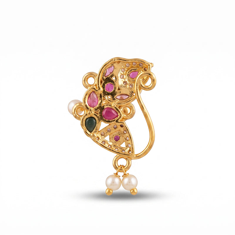 Traditional Micro Gold Plated Maharashtrian Nath Pressing - 5712
