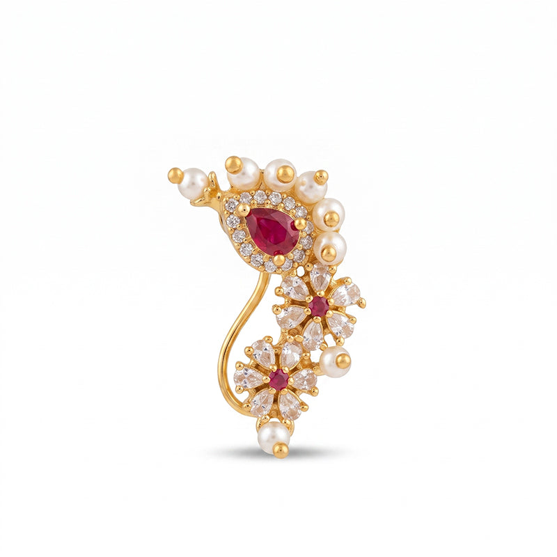 Traditional Micro Gold Plated Maharashtrian Nath Pressing - 5713