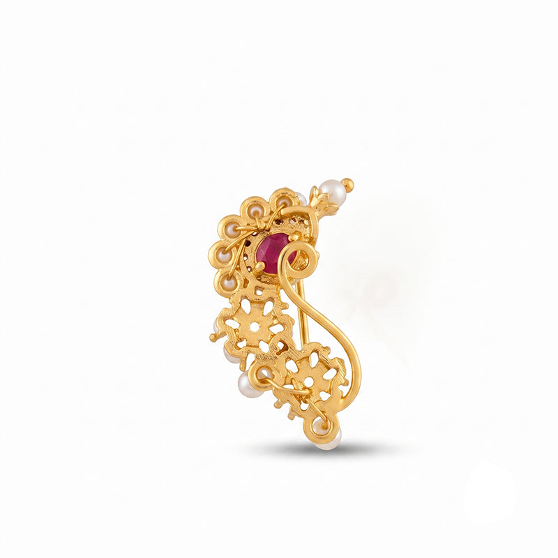 Traditional Micro Gold Plated Maharashtrian Nath Pressing - 5713
