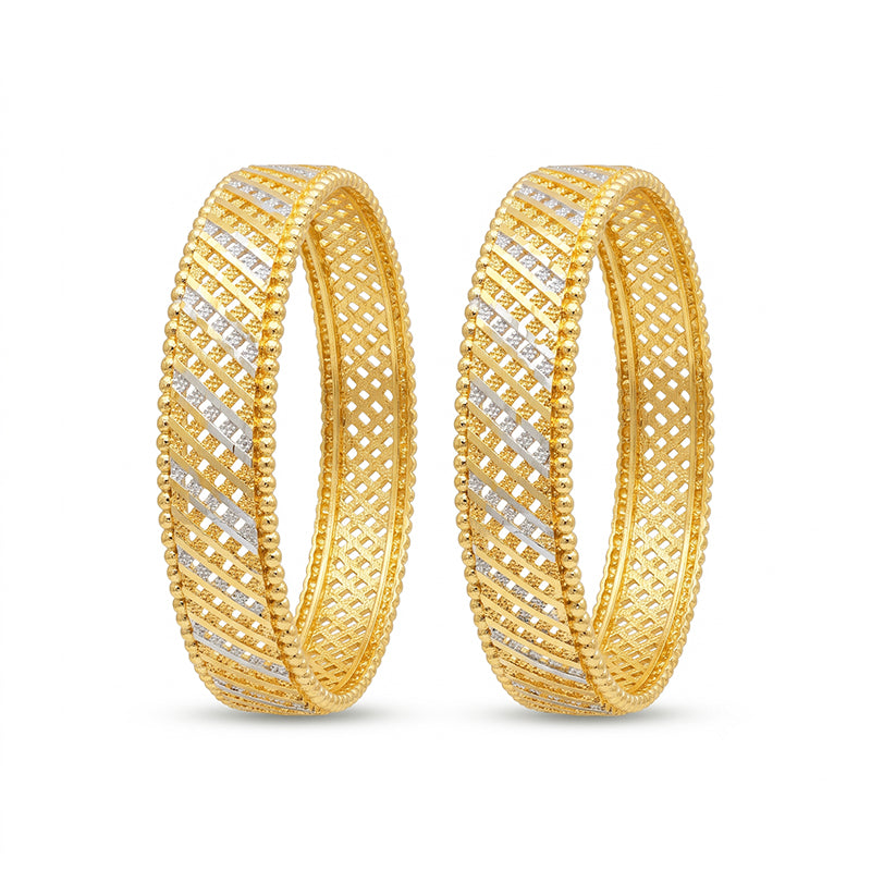 Classic Micro Gold Plated Lattice Mesh Pattern Bangles