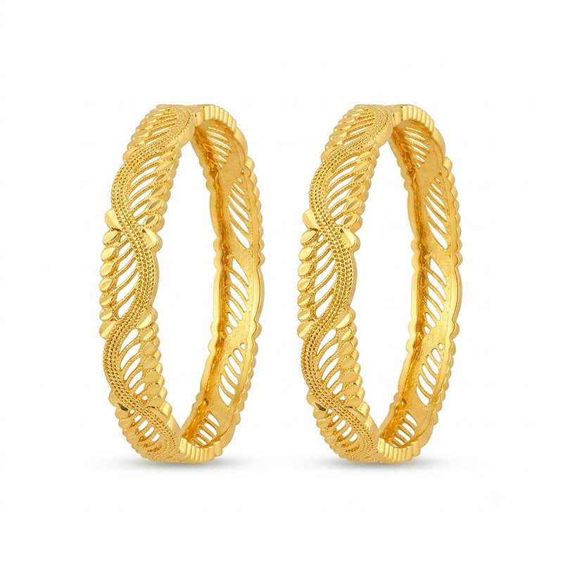 Designer Openwork Wave Pattern Micro Gold Plated Bangles