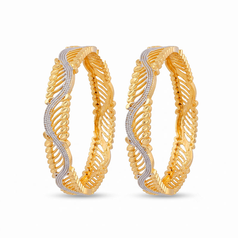 Designer Openwork Wave Pattern Micro Gold Plated Bangles