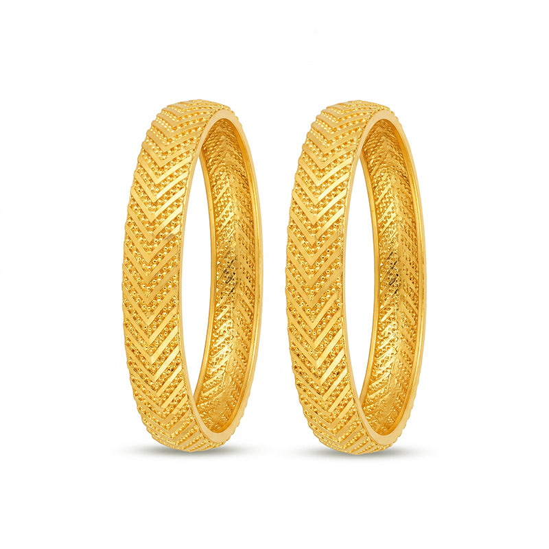 Micro Gold Plated Textured Designer Bangles - 5759-61