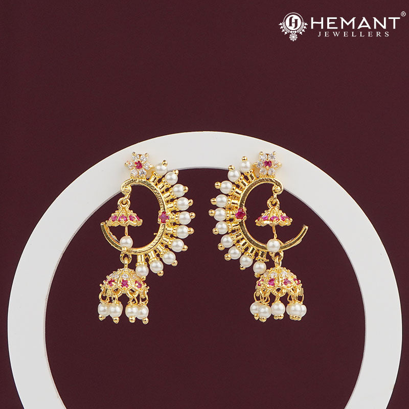 Japan Cultured Pearl-Studded Jhumka Earrings 597