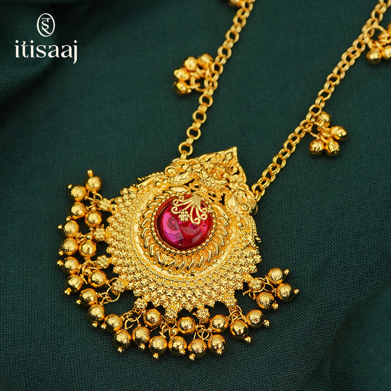 Traditional Maharashtrian Kolhapuri Chain Ghas Saj Laxmi - 622