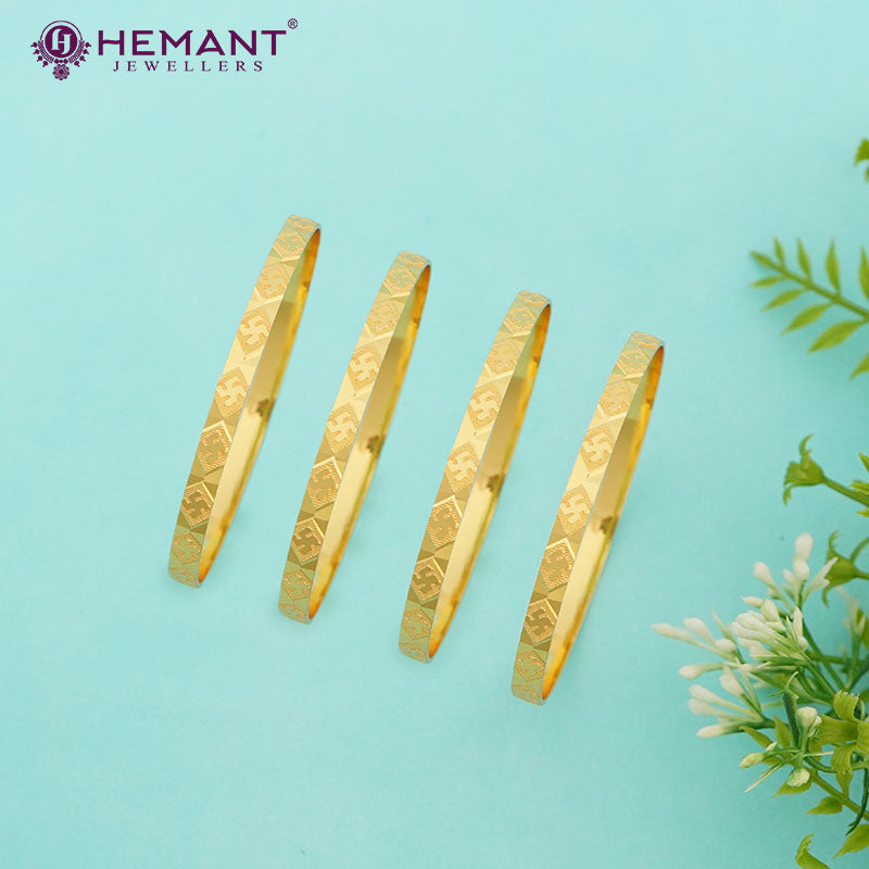 Forming Gold Bilwar Patli (6pc.) Bangle Set with amazing Swastik Pattern 630-959