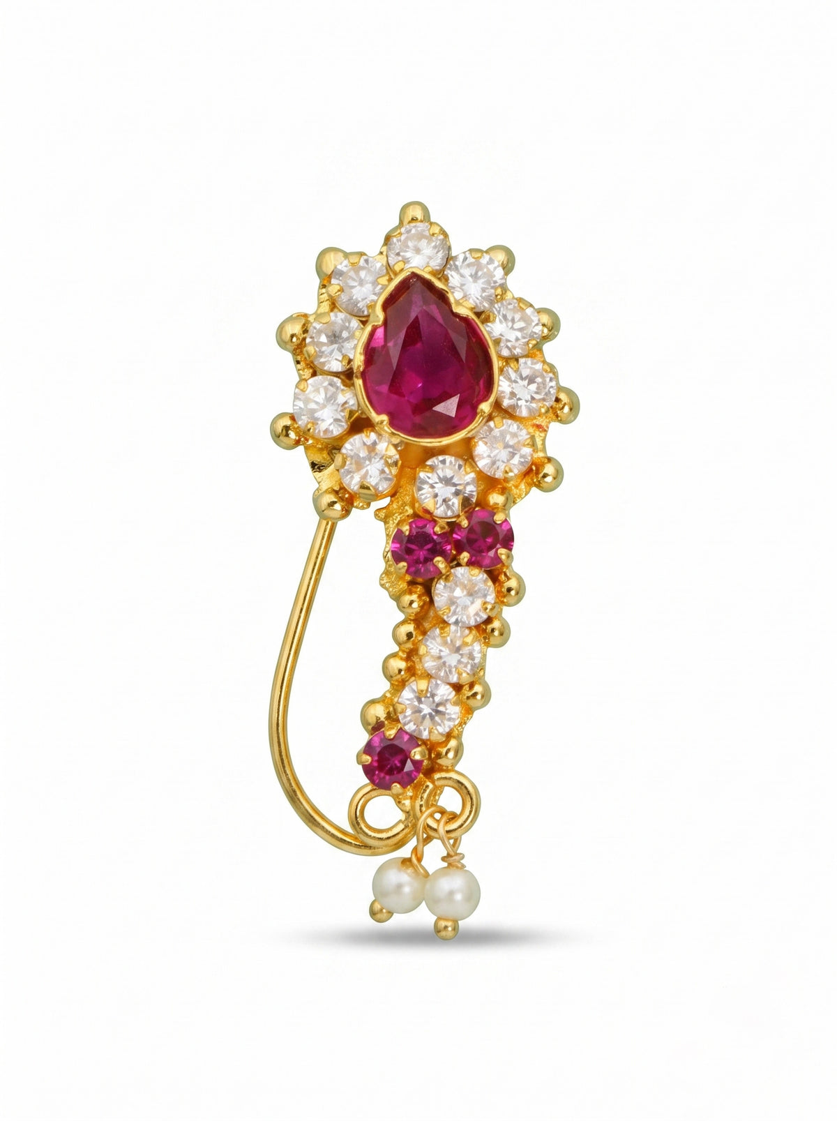 Traditional Maharashtrian Kolhapuri Micro Gold Plated Nath D (Nose Pin)