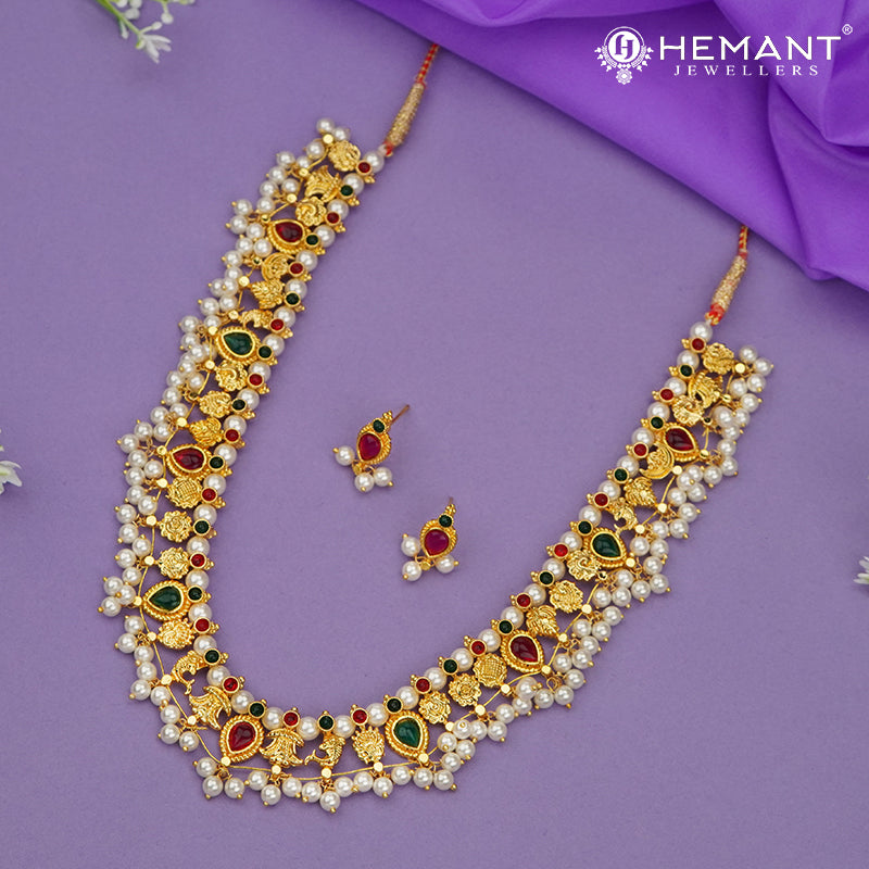 Maharashtrian Kolhapuri Saaj Moti Peshwai | Peshwai Jewellery | महाराष्ट्रीयन कोल्हापुरी साज मोती पेशवाई | पेशवाई ज्वेलरी