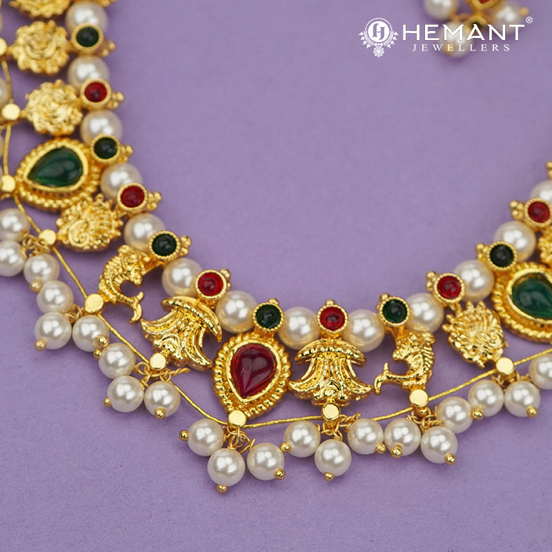 Maharashtrian Kolhapuri Saaj Moti Peshwai | Peshwai Jewellery | महाराष्ट्रीयन कोल्हापुरी साज मोती पेशवाई | पेशवाई ज्वेलरी