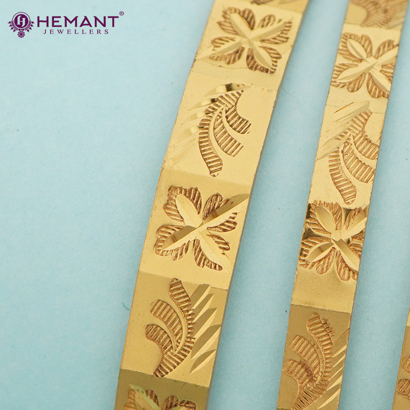 Traditional Forming Gold Bangles (Set of Patli and Bilwar) with beautiful Star and Leaf pattern | पाटली आणि बिलवार