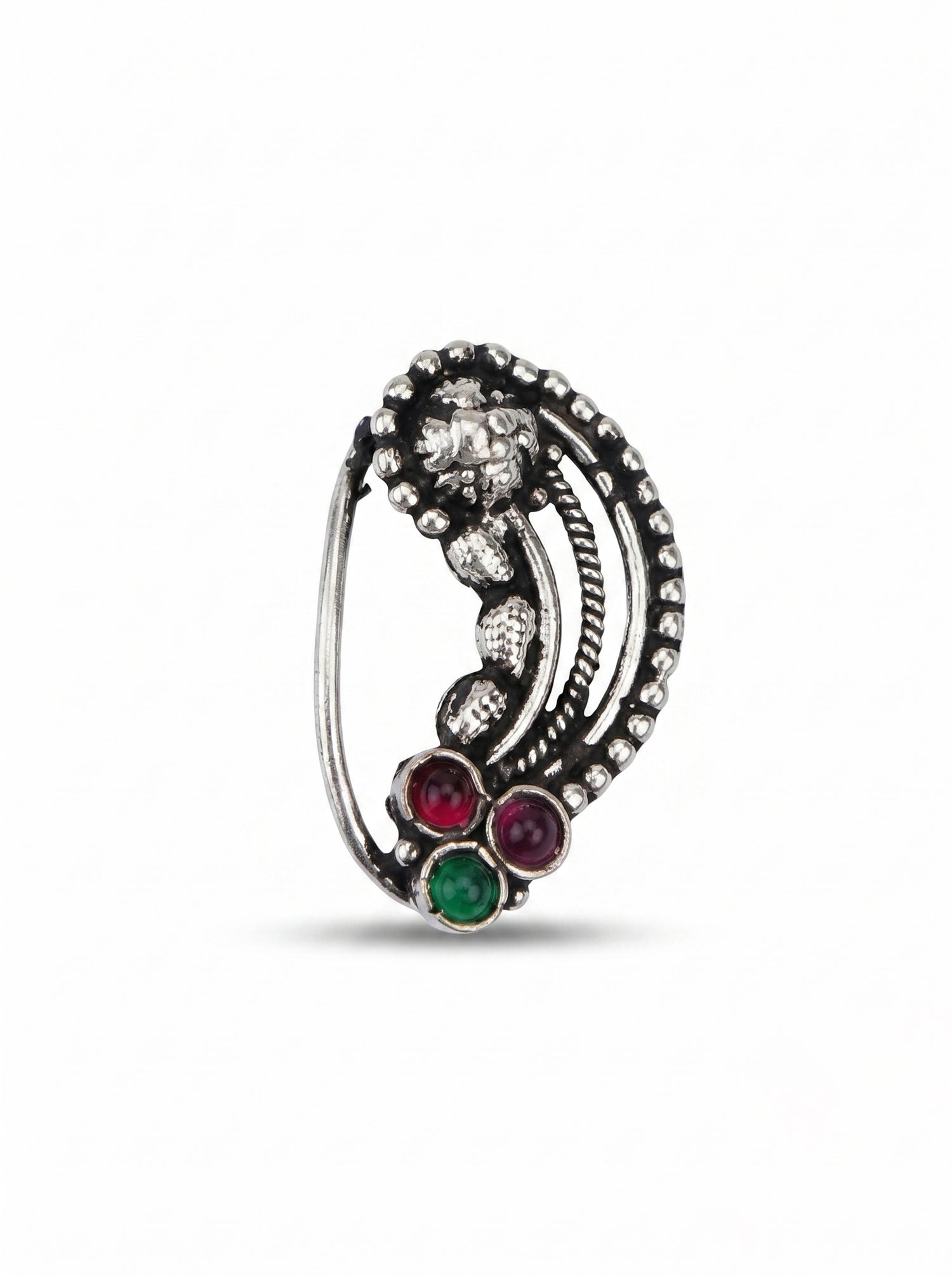 Traditional Oxidized Silver Plated Nath/Nose Pin (Pressing) 893
