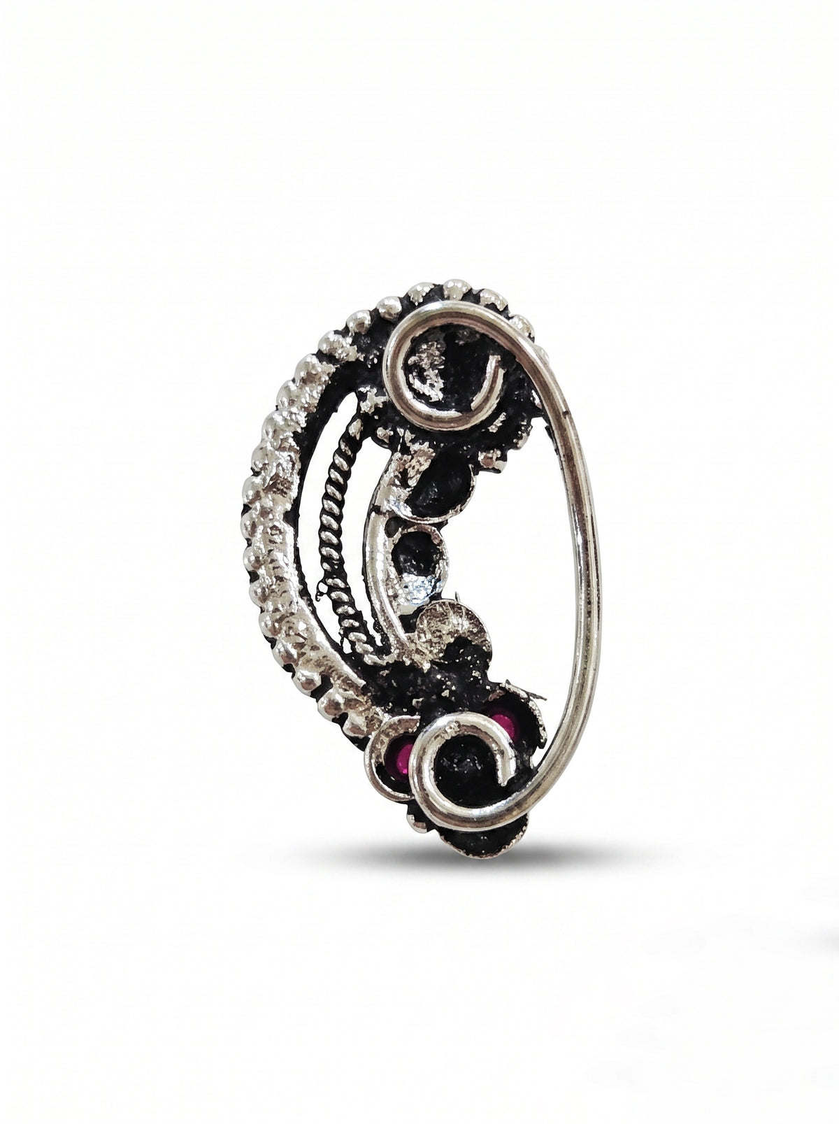 Traditional Oxidized Silver Plated Nath/Nose Pin (Pressing) 893