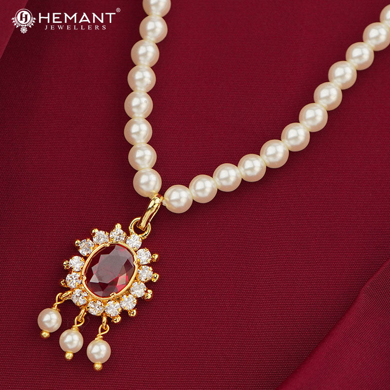 Traditional Maharashtrian Moti Mala Plain Karwari Gadha AD Oval