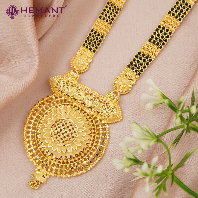 Forming Gold 32" Mangalsutra with Floral Design Pendant